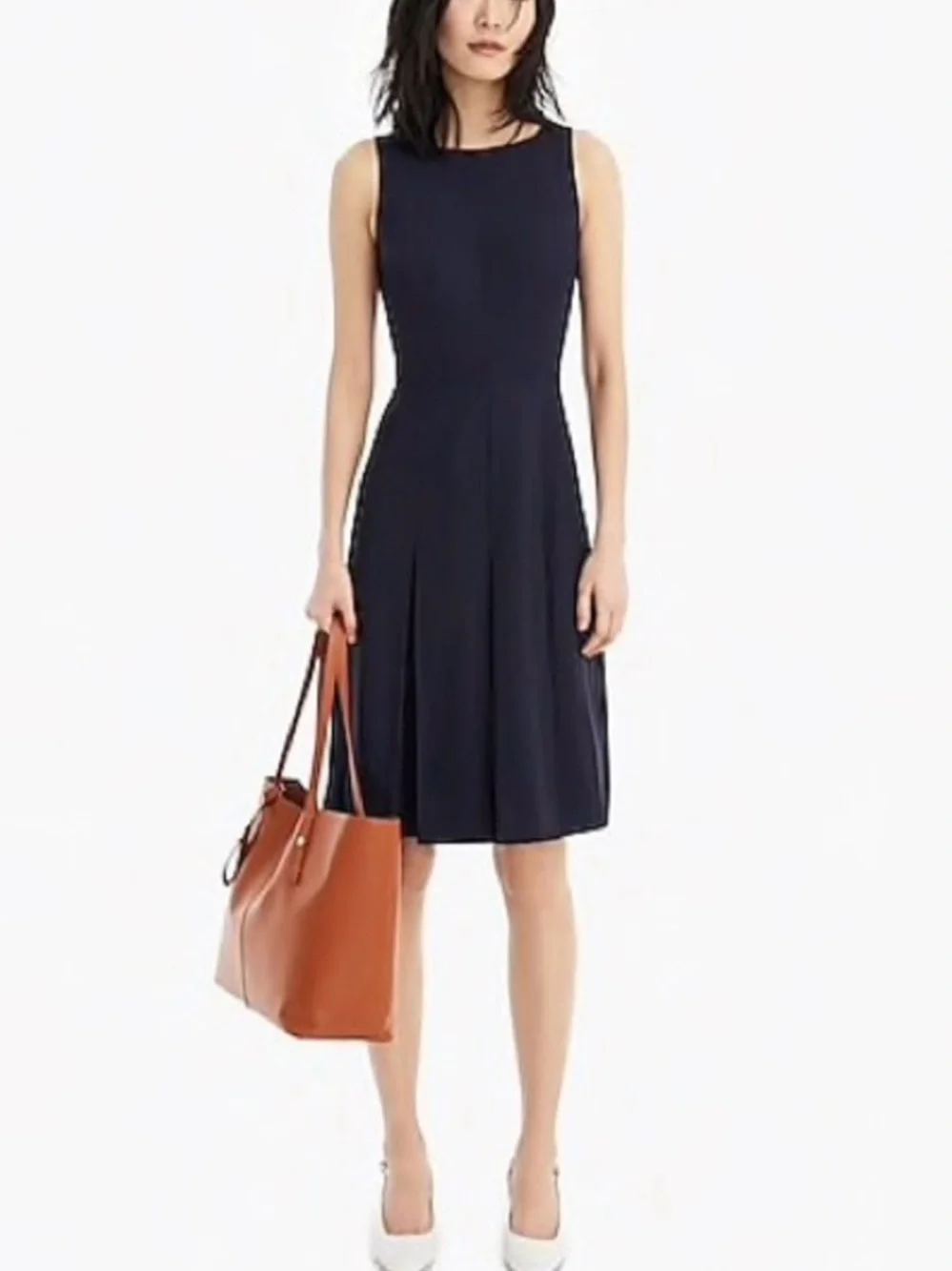 J. Crew Sleeveless Pleated A-line Dress In Two-Way Stretch Wool